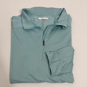 Columbia Onmi-Wick 1/4 Zip Pullover Aqua Striped L